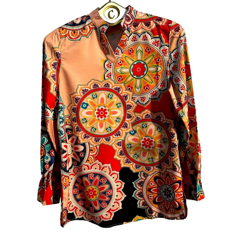 MISLOOK -  colorful boho style tunic top. Size S, retro looking